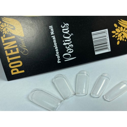 Postiça Curvatura C  Transparente 100un - Potent Nails